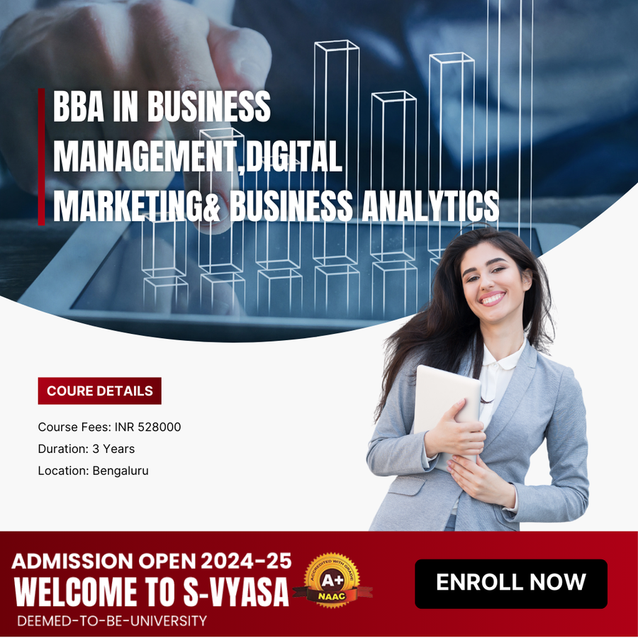 BBA in Business Management & Digital Marketing at S-VYASA University | Deemed to be University, Bengaluru/Bangalore